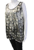 Lanvin Paris. Black/Grey Geometric Print Silk Sleeveless Tunic