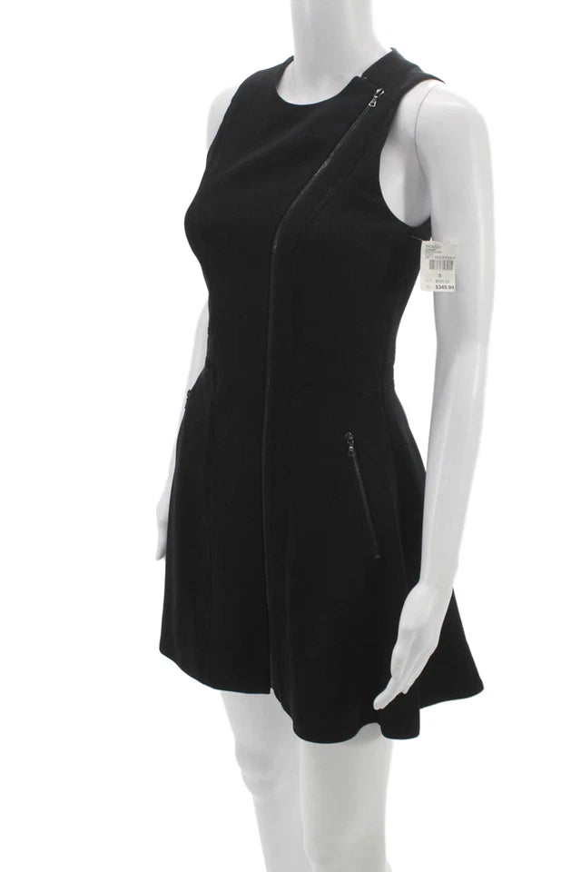 Rag & Bone NY Black Sleeveless Zip Round Neck Mini Dress