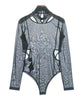 UNITED TOKYO JAPAN. Black Cut/Sew Semi Sheer Bodysuit