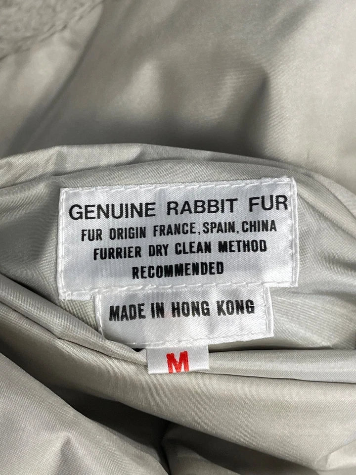 Vintage Unbranded Gray Rabbit Fur Jacket Coat Medium Vintage Made in Hong Kong