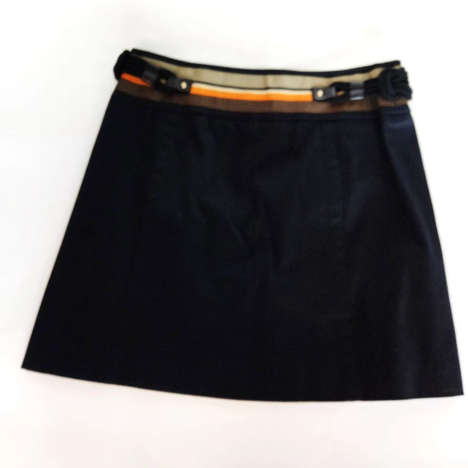 Gucci Italy. Vintage Black Cotton Polyurethane Skirt