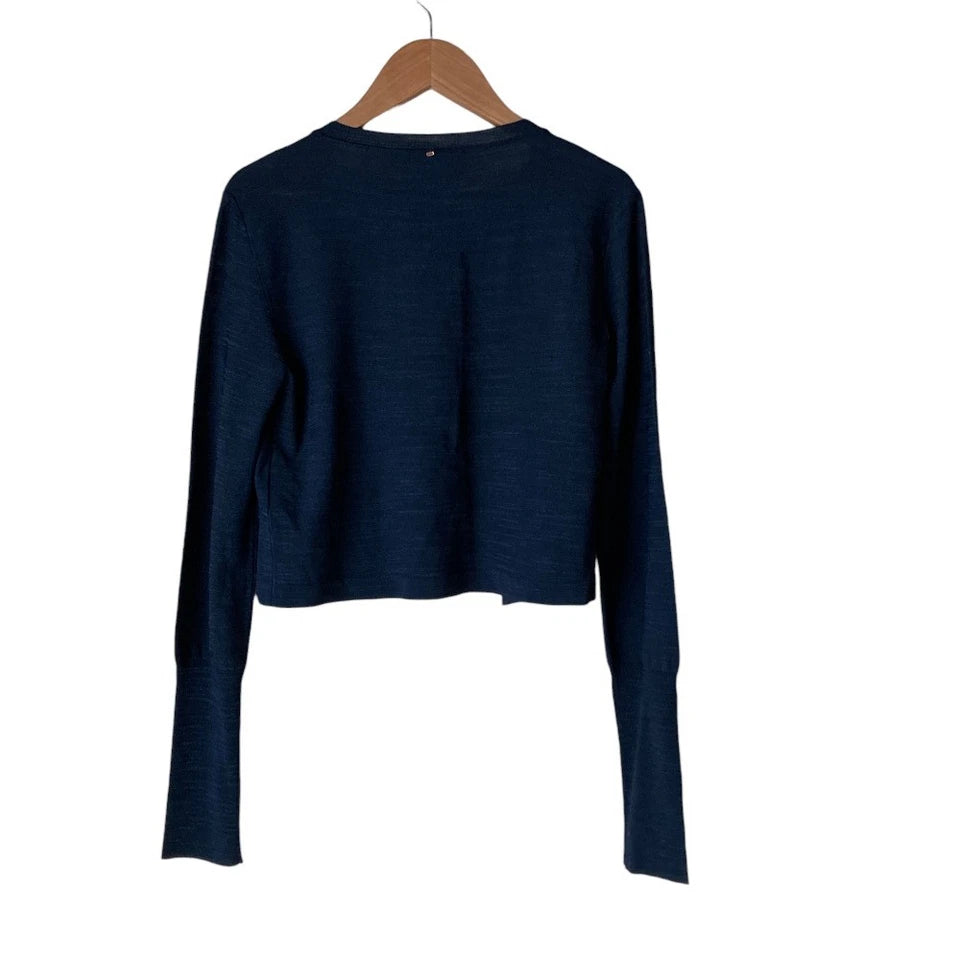 MAXMARA SPORTMAX ITALY.  Navy Cropped Knit Cardigan