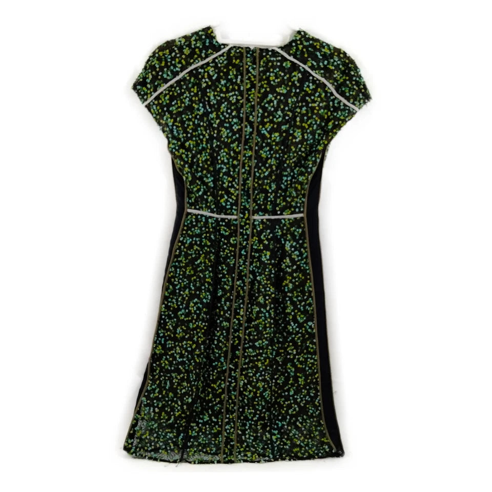 Fendi Italy. Black Abstract Print Nylon/Acrylic Blend Dress