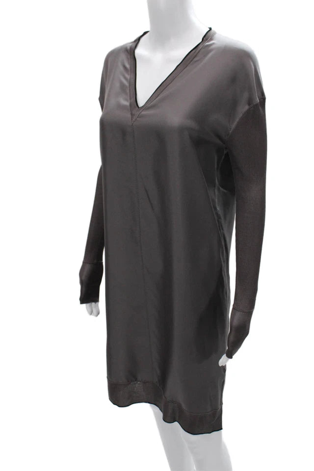 Rag & Bone NY. NEW W/TAGS. Gray Silk Long Sleeves Shift Dress