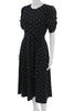 DONNA KARAN DKNY  Black Polka Dot Knee Length Round Neck Fit & Flare Dress
