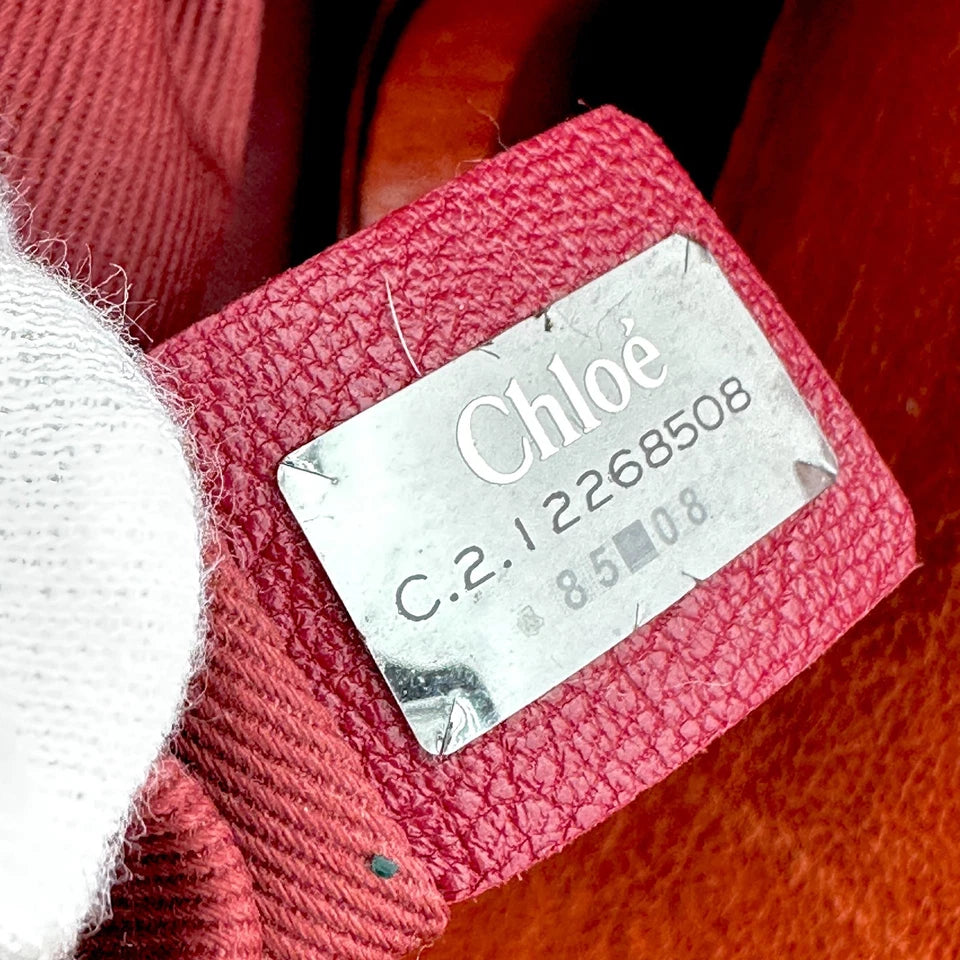 Chloe Paris. Vintage Terracotta Orange Distressed Leather Hand Bag Shoulder Bag