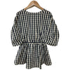 troisiemechaco Japan. Navy Check Rayon/Tencel Blend Gathered Blouse