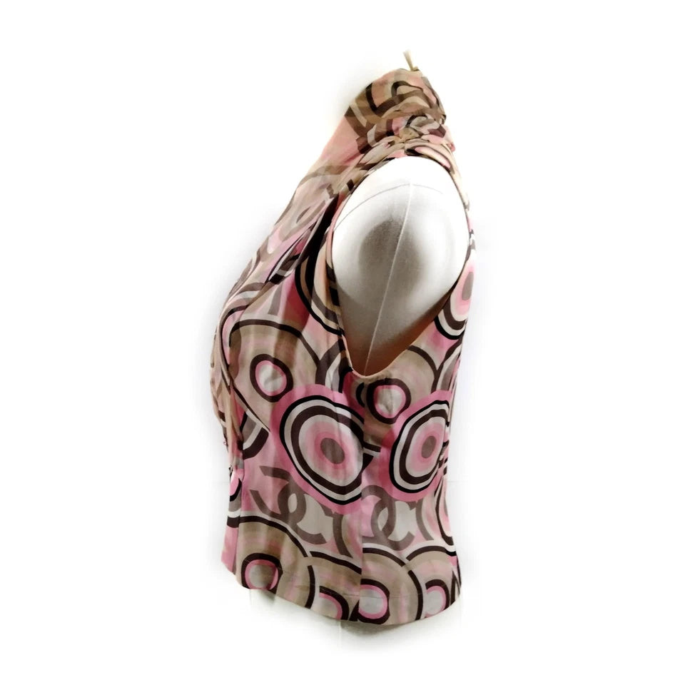 Chanel Paris. Vintage Abstract Prink Silk Blouse