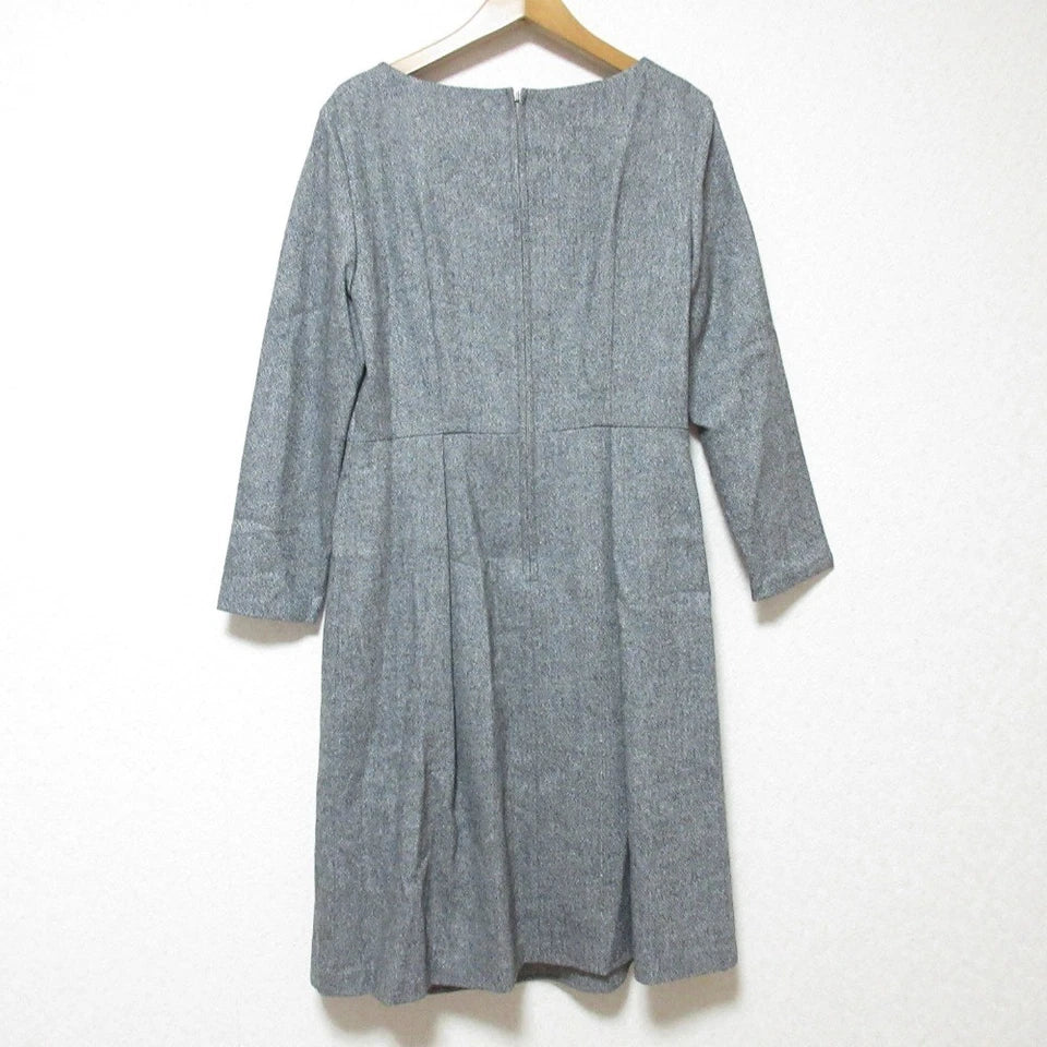 UNTITLED JAPAN. Gray Long Sleeve Knee-Length Ruffled Dress