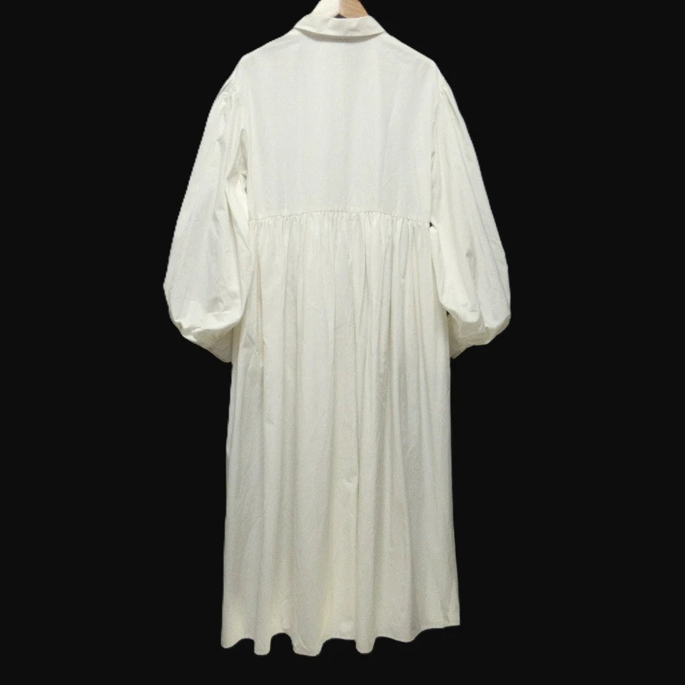 UNITED ARROWS JAPAN. 24SS Collection White Balloon Sleeve Gathered Flare Dress
