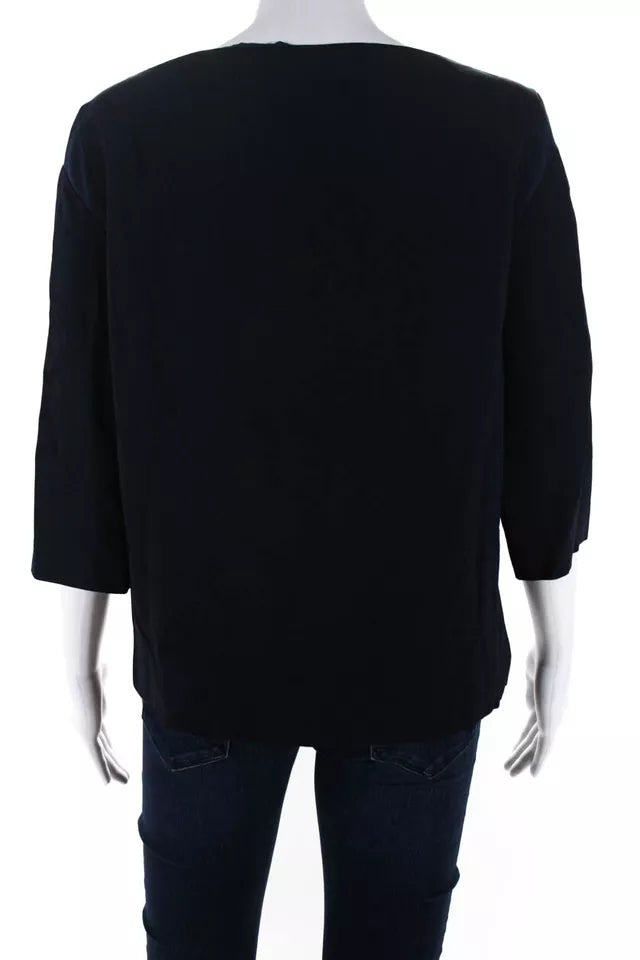 The Row NY. NEW. N/With Tags. Front Zip 3/4 Sleeve Monahan Blueberry Crepe Shirt