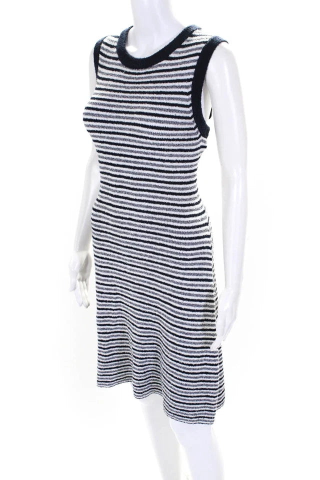 Rag & Bone NY. White, Navy, Blue Tight Knit Striped Tank Dress