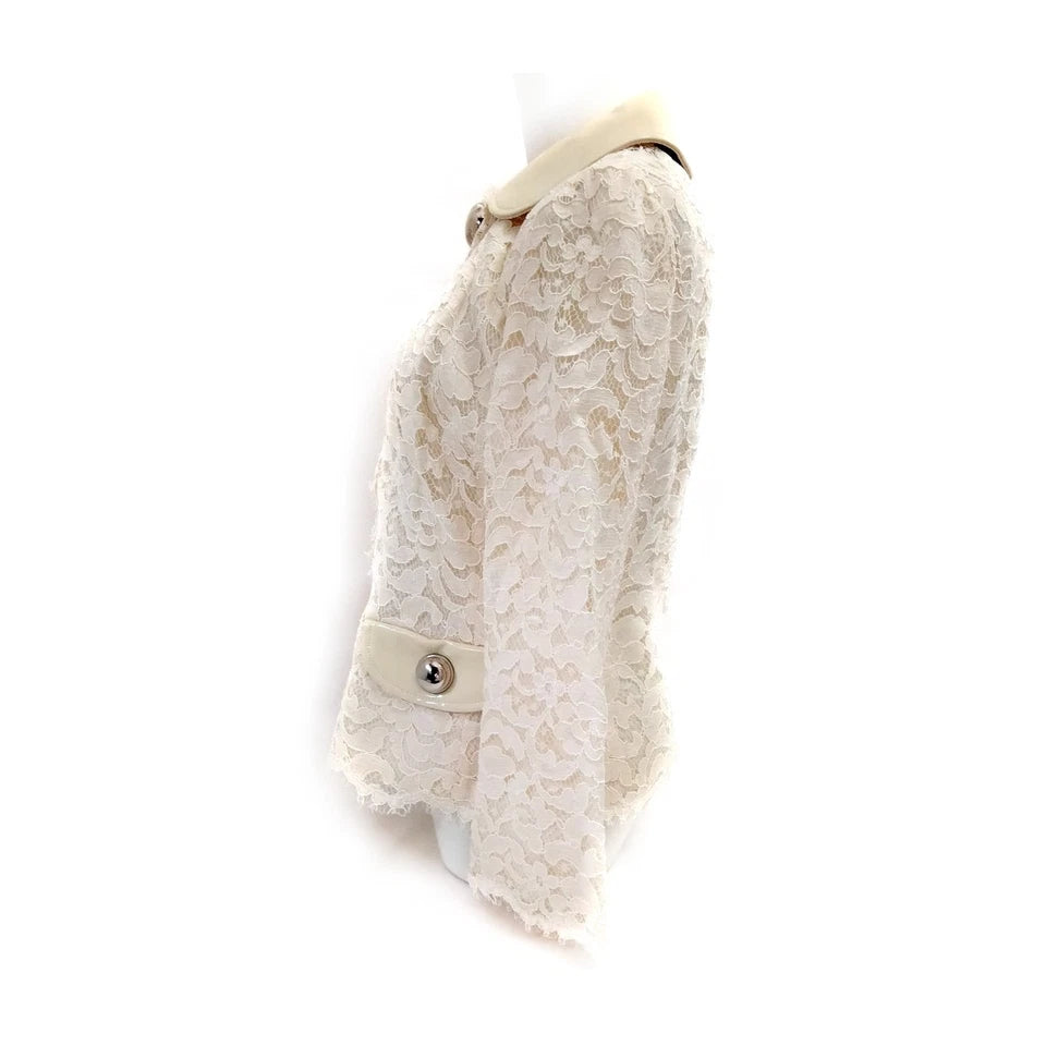 DOLCE&GABBANA ITALY. Vintage  Rayon Cotton Cream Lace with Big Silver Buttons Top/Coat