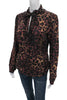 DONNA KARAN DKNY Jeans NY. Multi-Color  Animal Print Collared Long Sleeve Blouse