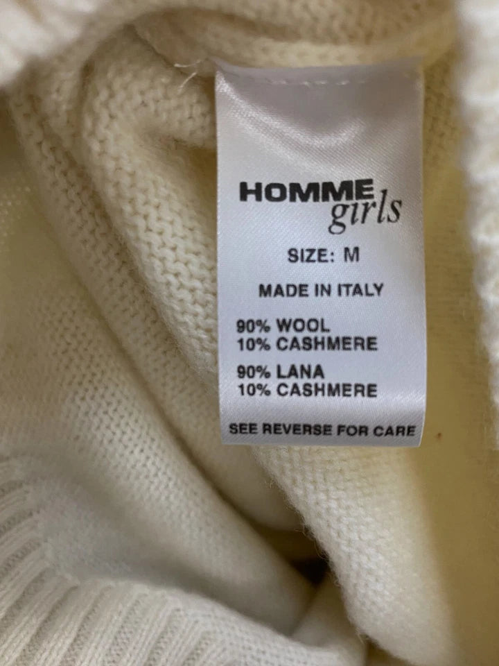 HommeGirls NEW W/TAGS. Beige Cashmere Wool Crewneck Sweater Top