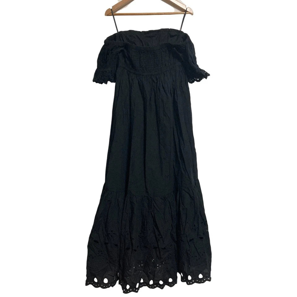 LILY BROWN JAPAN. Black Cotton Cutwork Dress