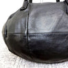 Kawa-Kawa JAPAN. 25bis. Black Lambskin Leather Round Big Zipper Tote Bag / Shoulder Bag