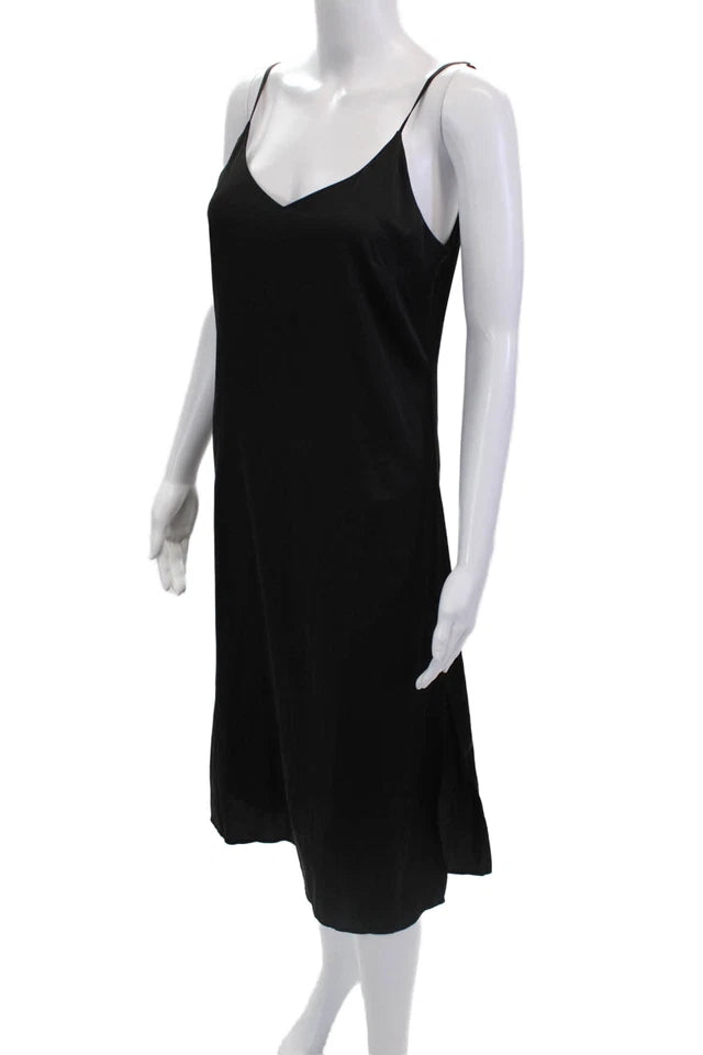 The Drop Japan. Black  V Neck Sleeveless Full Length Slip Dress