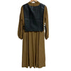 Ray BEAMS RBS JAPAN. Black Faux Leather Vest Brown Dress