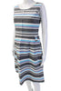 Courreges Paris. Black Striped Sleeveless  A-Line Shift Dress