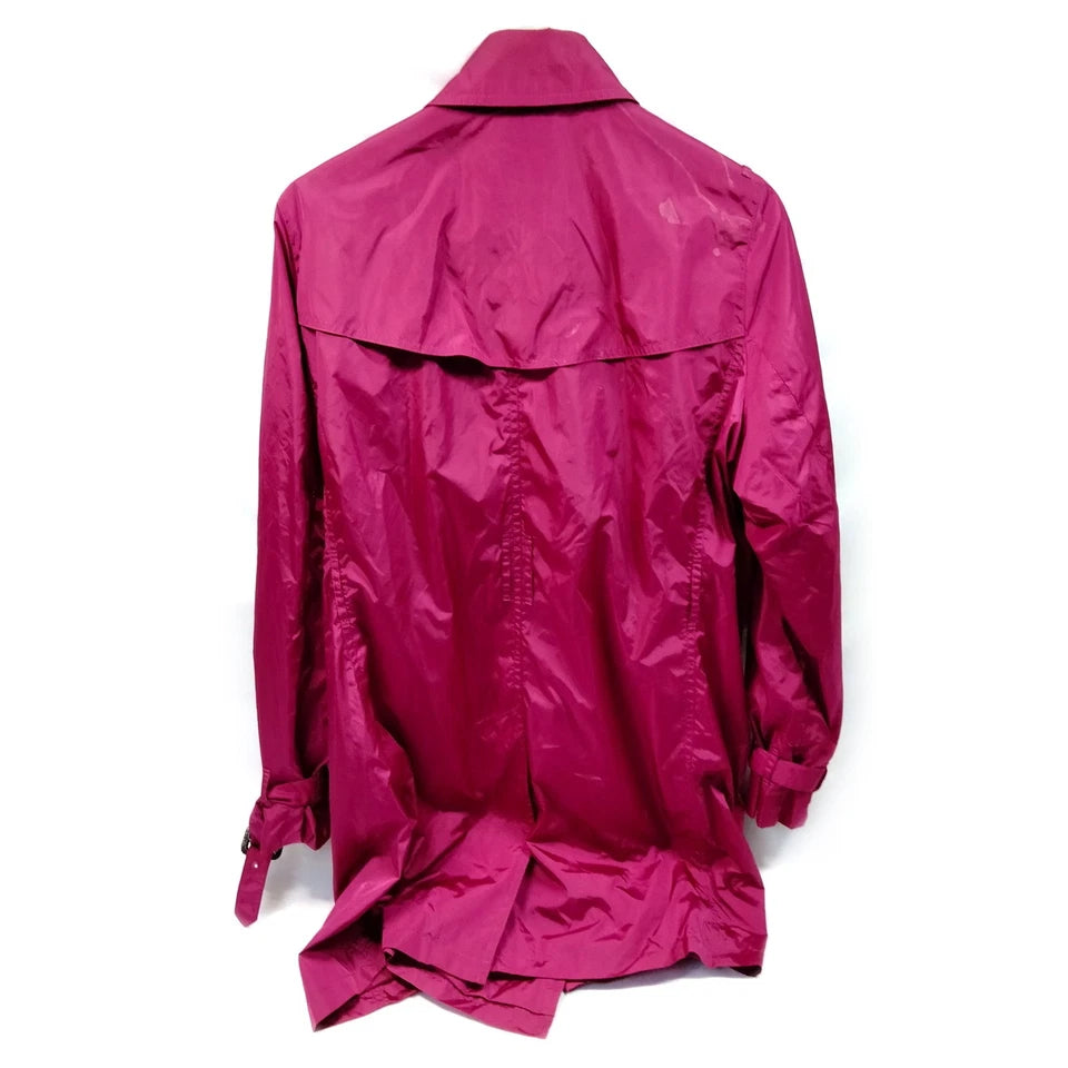 Burberry UK. Vintage Magenta Nylon Trench Coat