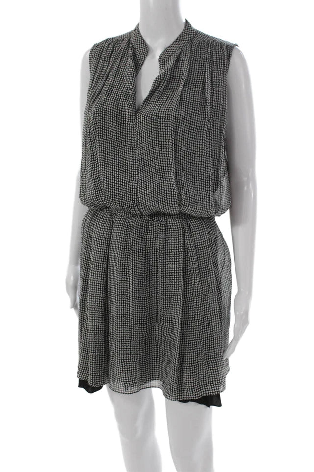 Rag & Bone NY. Silk Polka Dot Blouson V-Neck Sleeveless Dress