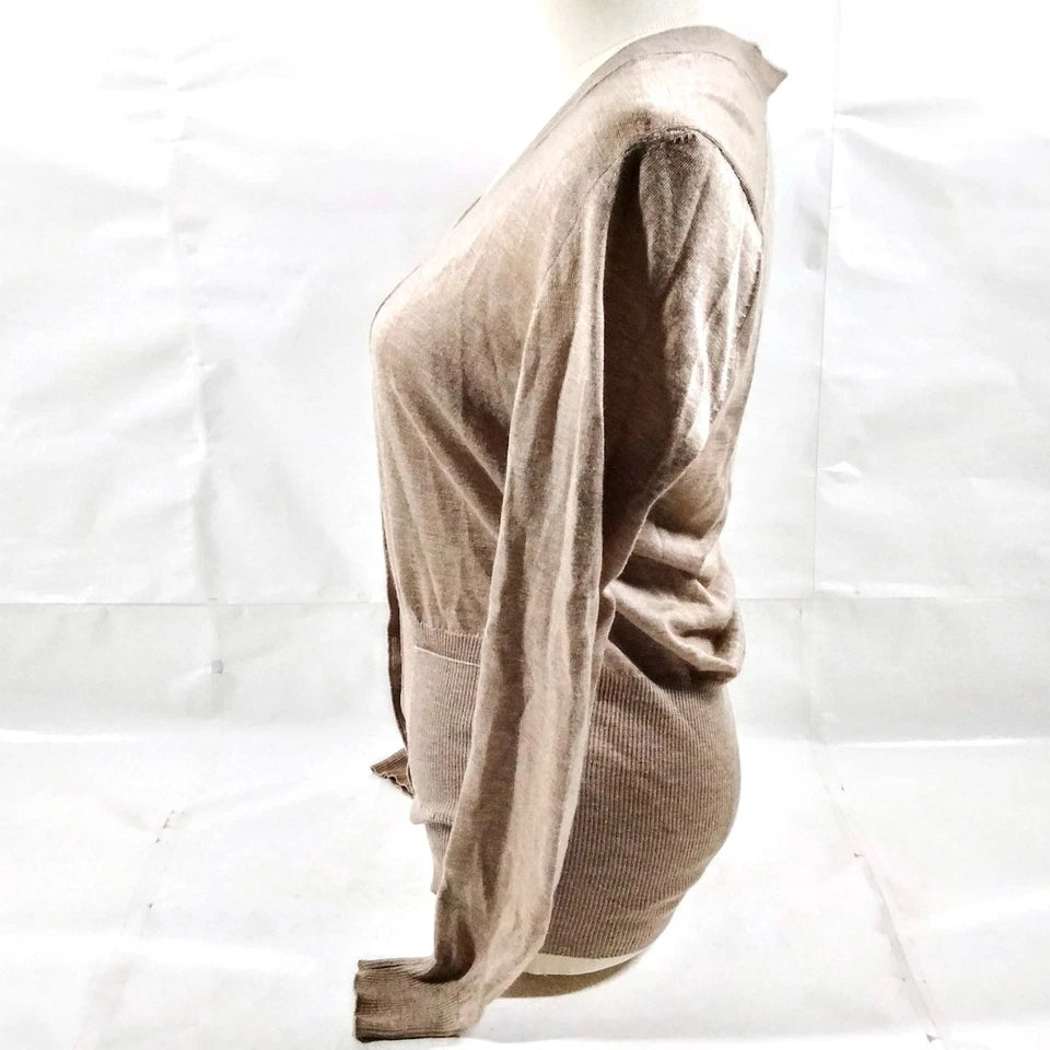 Hermes Paris. Beiges/Grays Cashmere/Silk Cardigan Style Top