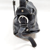 FERRAGAMO ITALY. Black Pebbled Leather Long Strap Shoulder Bag