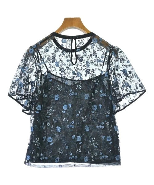 UNITED TOKYO JAPAN. BlackxBlue Semi Sheer Flower Pattern Blouse