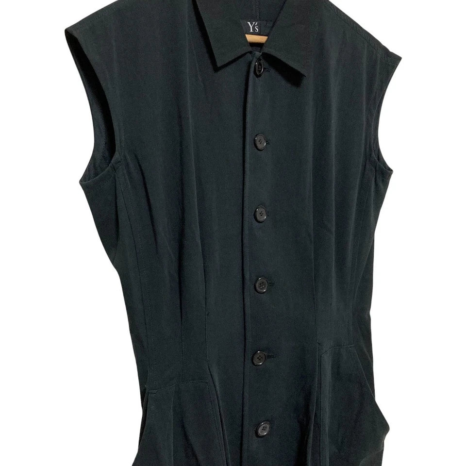 Yohji Yamamoto Y'S JAPAN.  Vintage Black Sleeveless Shirt Dress