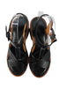 Robert Clergerie Paris. Black Handmade Leather Platform Slingbacks Sandal Heels Black Size 40 (39.5)