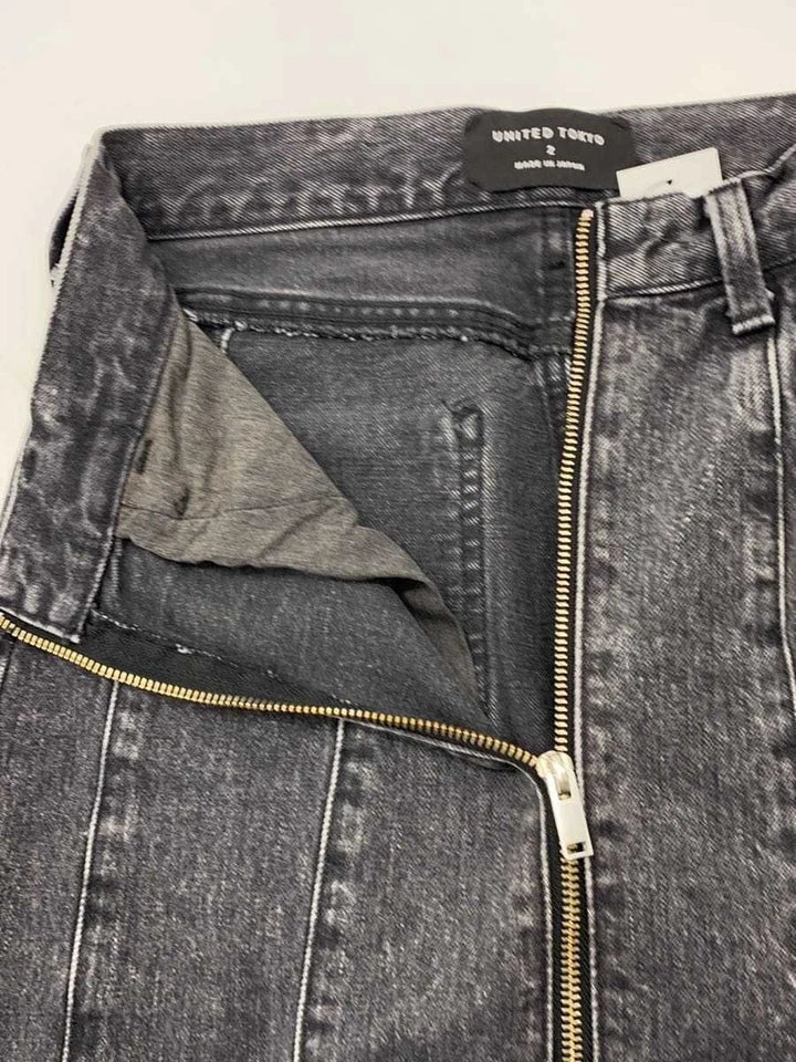 UNITED TOKYO JAPAN. Gray Cotton Denim Skirt
