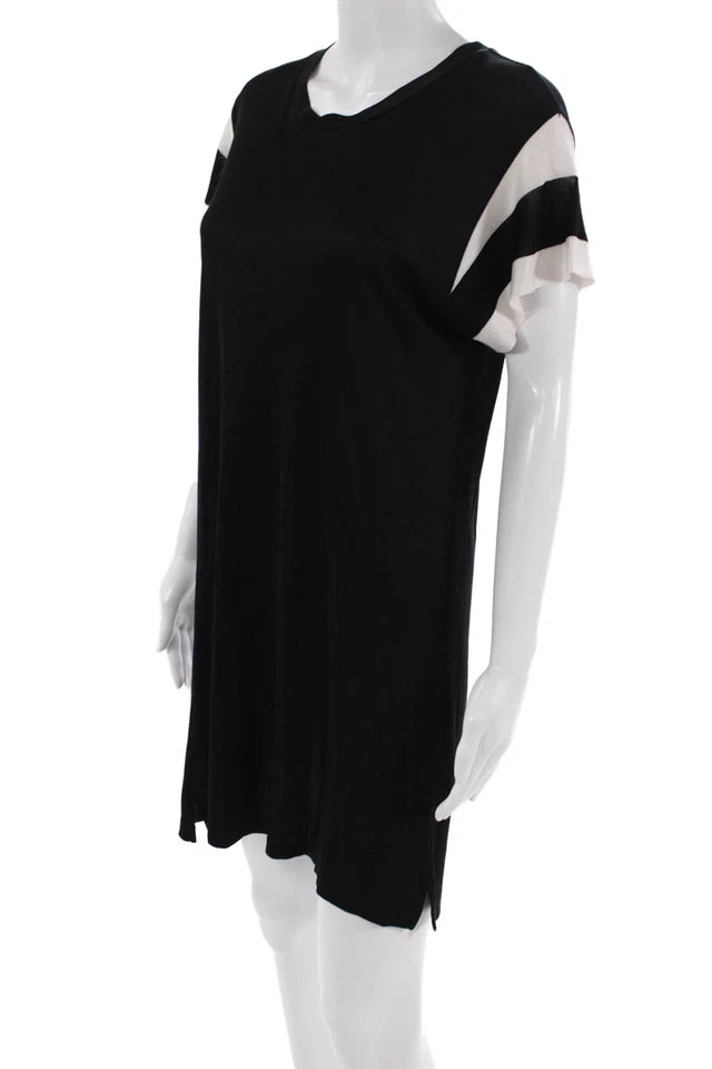Rag & Bone NY. Black Knit Striped Short Sleeve Tee Shirt Dress