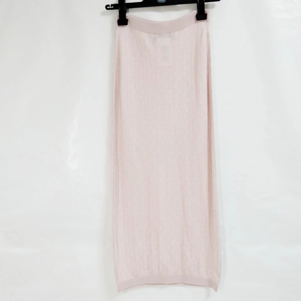 Fendi Italy. Vintage Pink Rayon Knit Long Skirt