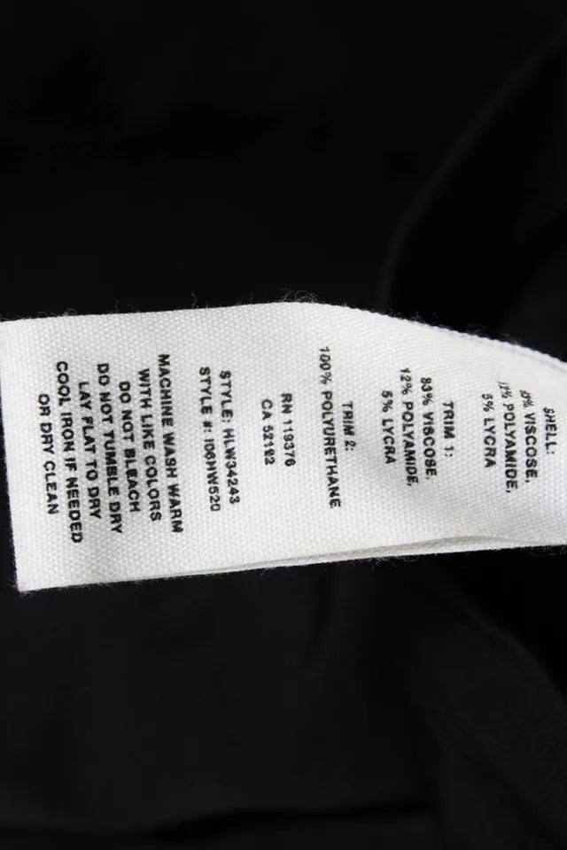 Helmut Lang NY. Back Zip Black Studded Accents Faux Leather Trim Viscose Knit Top
