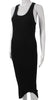 Rag & Bone NY. Black Bodycon Cotton Scoop Neck Midi Sleeveless Dress