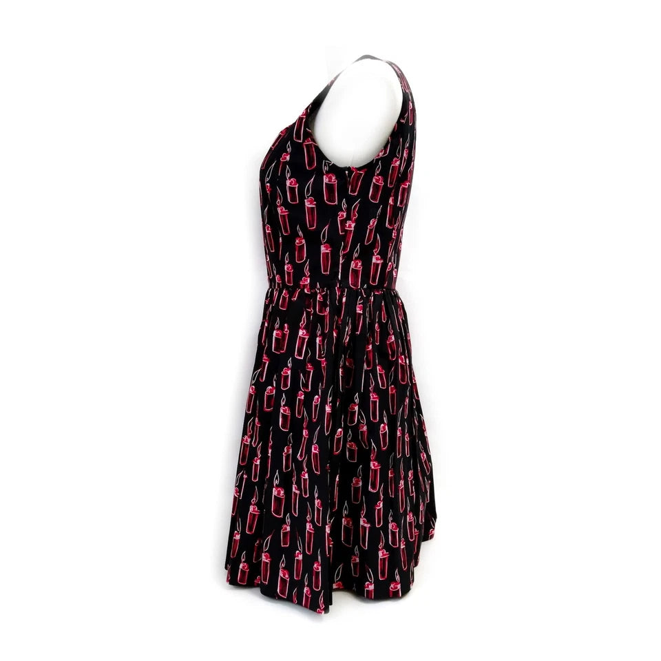 Miu Miu Italy. ERIWAKAYAMA SPECIAL LTD ED. Black Printed Geometric Abstract Cotton Dress
