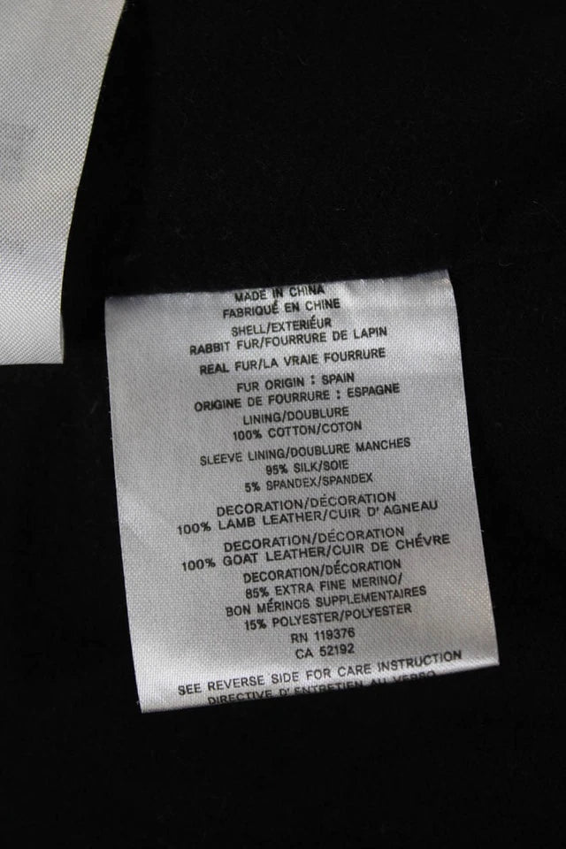 Helmut Lang NYC. Black Lapin Rabbit Fur Long Sleeve Leather Jacket
