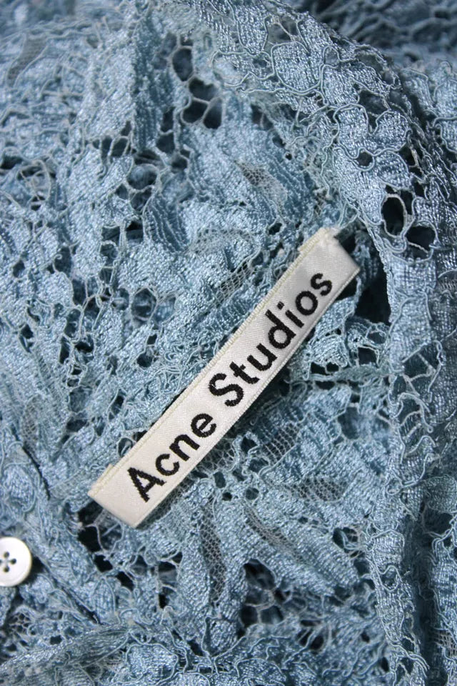 ACNE Studios Sweden. NEW WITH TAGS. Dusty Blue Lace Sleeveless Crew Neck Top