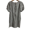 ADORE JAPAN. Grey Puff Sleeve Striped Linen Dress
