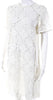 Chloe Paris. White Short Sleeve Crew Neck Lace Twill Shift Dress