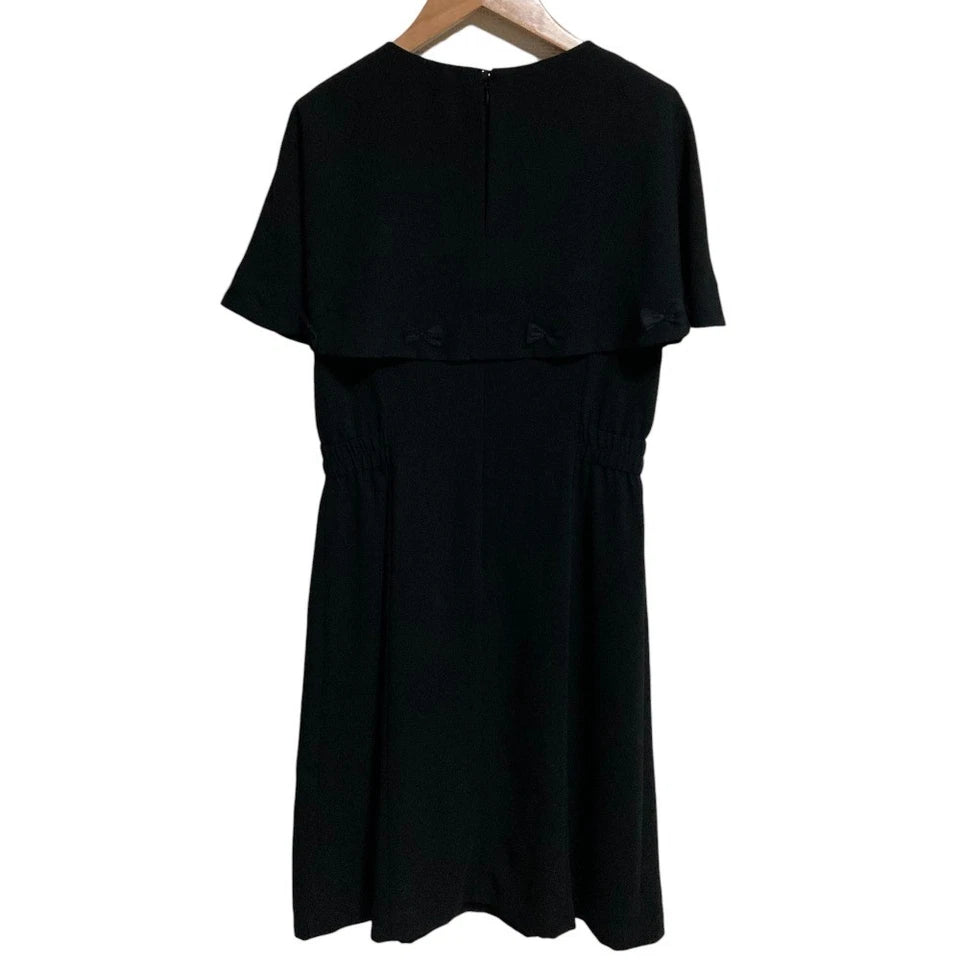 MUVEIL WORK JAPAN. Black Ribbon Cape Dress