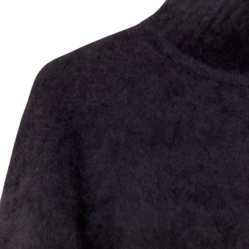 Martinique Japan. Mdnite Navy high-neck shaggy knit sweater