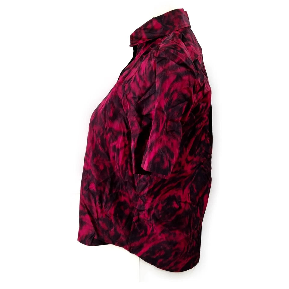 Christian Dior Paris. Vintage Reds Abstract Silk Top