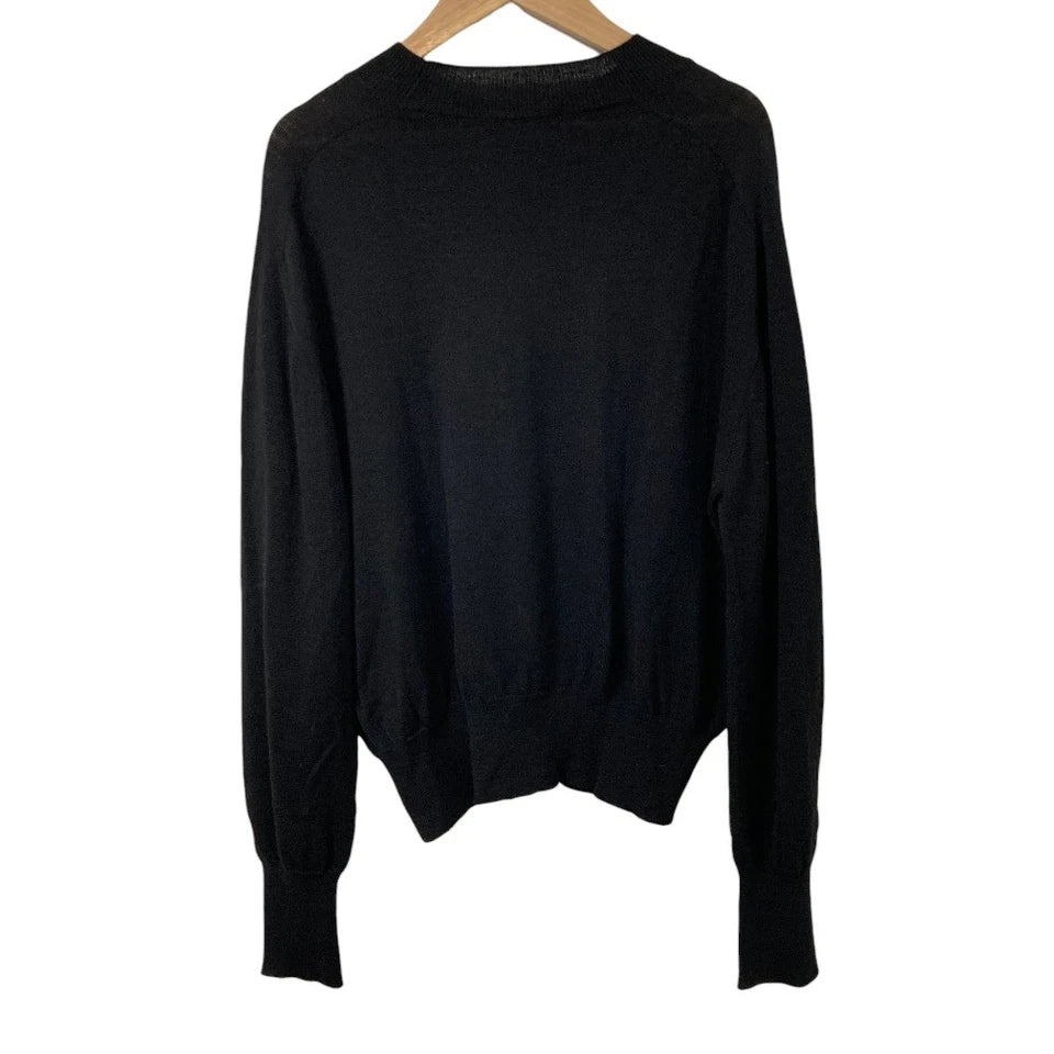 MARGARET HOWELL LONDON. 24AW Collection  Extra fine Merino Black Wool Knit Sweater