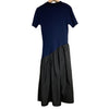 UNITED TOKYO JAPAN. Acetate/Poly Blend Navy, Black Oblique Cut Knit Dress