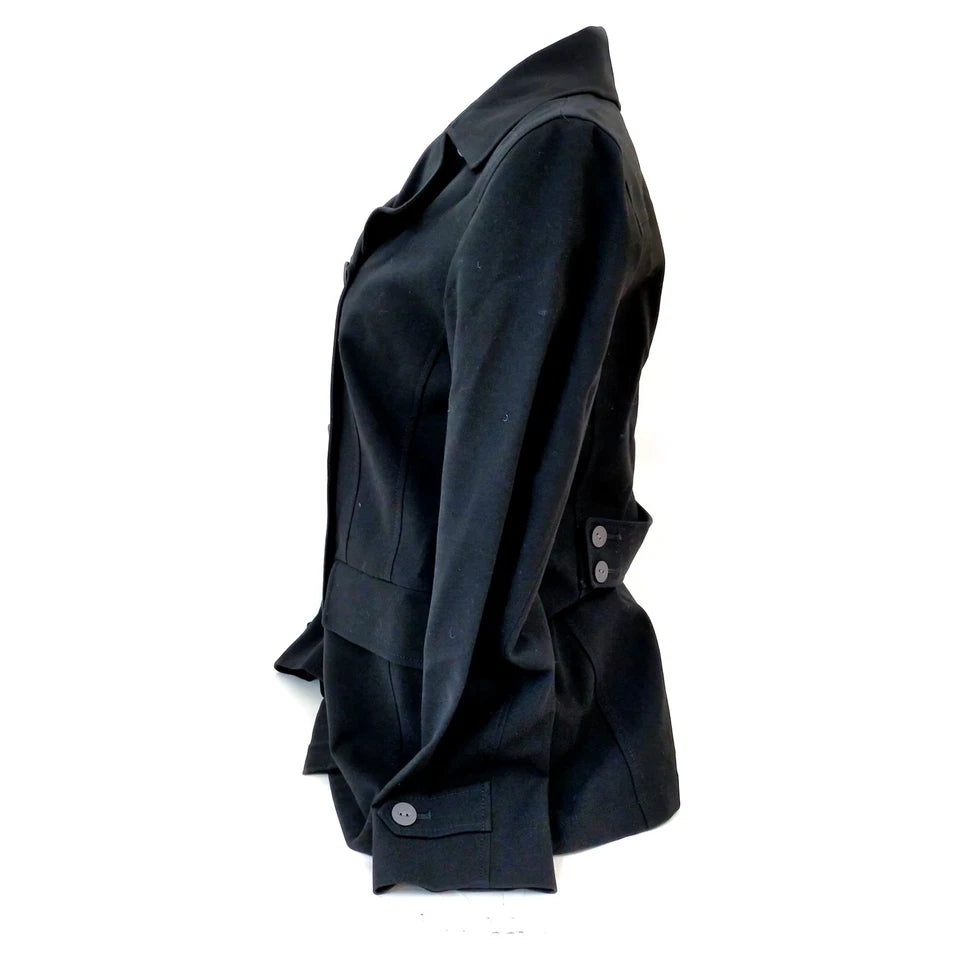 Burberry UK. Black Cotton Trench Style Coat