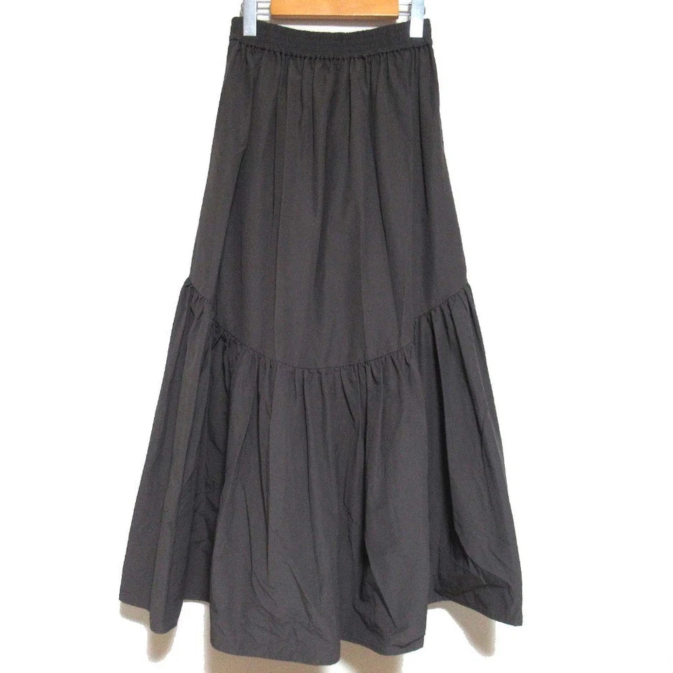 Ungrid Japan. 24SS Collection. Charcoal Gray Gathered Design Flare Skirt