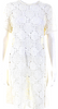 Chloe Paris. White Short Sleeve Crew Neck Lace Twill Shift Dress