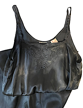 Vintage FIORUCCI Italy.  Embroidered Satin Slip Dress